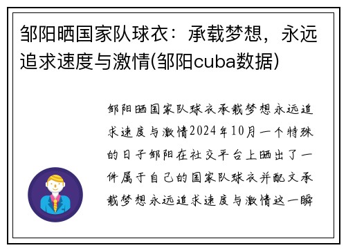 邹阳晒国家队球衣：承载梦想，永远追求速度与激情(邹阳cuba数据)